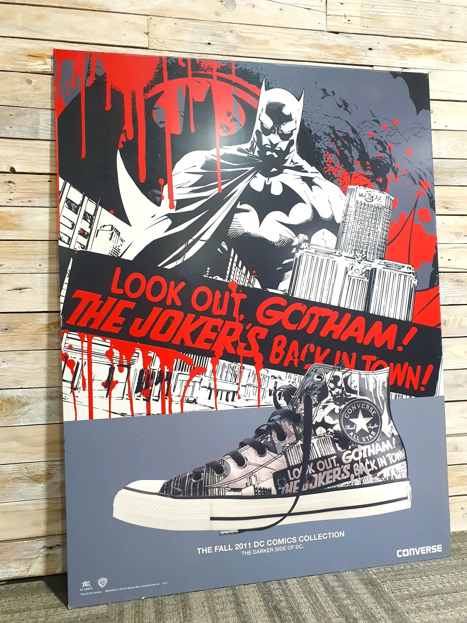 Large Scale Street Art. Original Converse. 'Lookout Gotham' DC Comics Collection. 122cm x 92cm