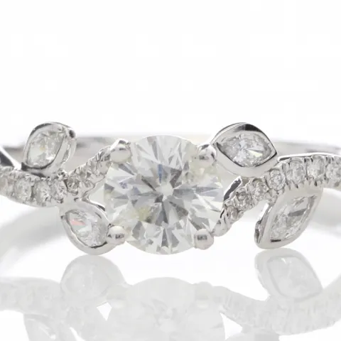 18ct White Gold Single Stone Diamond Ring With Stone Set Shoulders (0.55) 0.91