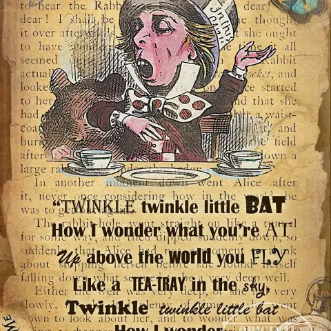 Alice in Wonderland Twinkle Twinkle Quote  Designed Large Metal Wall Art