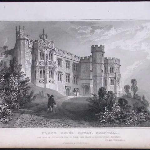 Cornwall Fowley Place House Antique 193 Years-Old Steel-Engraving-17