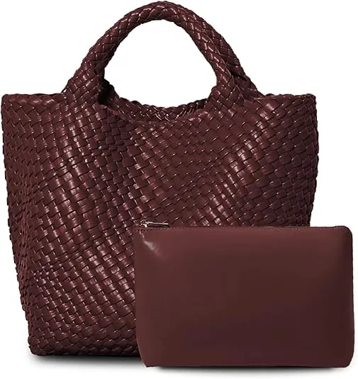 Woven Tote Bag for Women, Vegan Leather