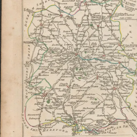 John Cary’s 1791 Rare 230 Yrs Old  Engraved Map Shropshire & Rutlandshire.