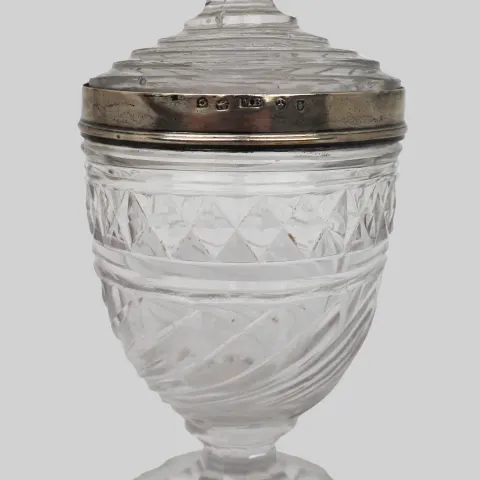 Regency Cut Glass Jar with Sterling Silver Mount by Matthew Boulton