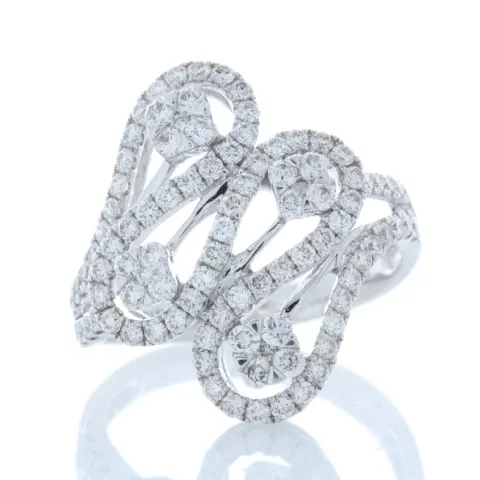 18ct White Gold Fancy Cluster Diamond Ring 1.15 Carats