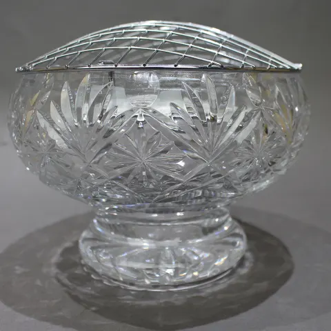 Vintage Cut Glass Crystal Rose Bowl