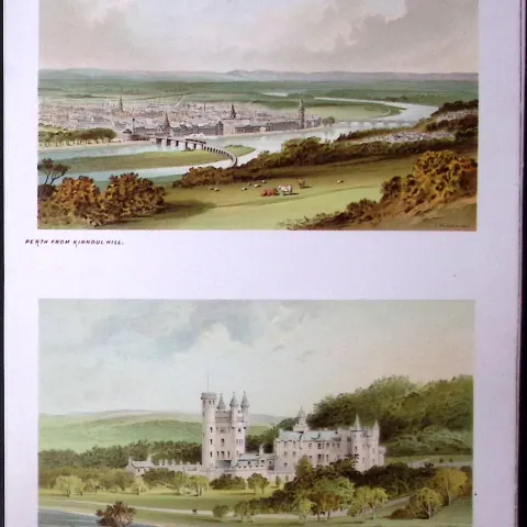 Scotland Balmoral Castle & a View of Perth View Antique Print-58
