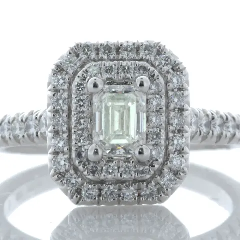 Platinum Single Stone With Halo Setting Ring 0.99 Carats