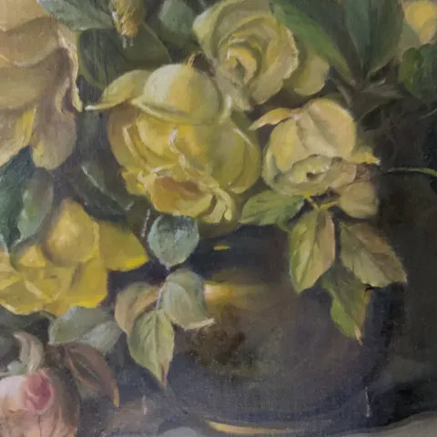 Old Still lite Flowers oil on canvas painting
