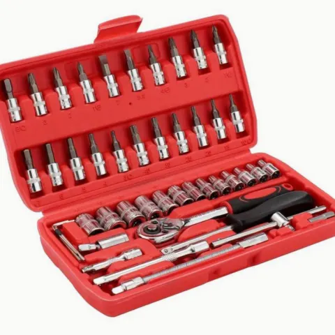 46 PCS Socket Wrench Set 1/4" Wrench Set Mechanical Tool Set, Ratchet Set