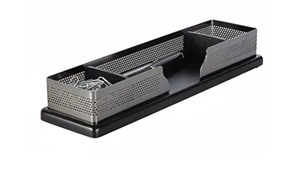 Eldon Expressions Wood and Punched Metal Supply Organizers Black and Gun Metal L1B