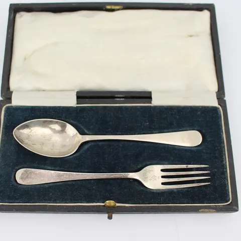 Silver Cased Christening Spoon & Fork Sheffield 1917