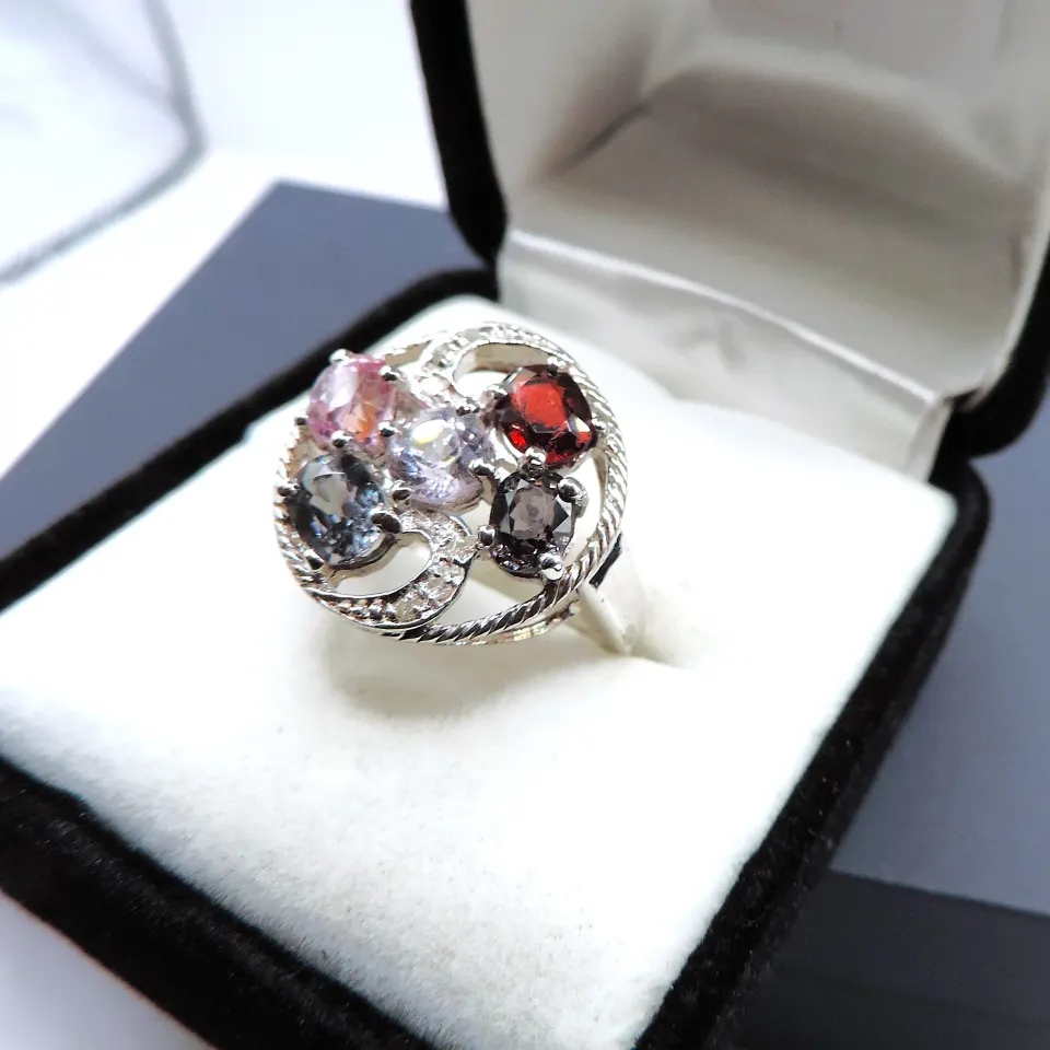 Sterling Silver Multi Colour Topaz Ring New With Gift Pouch