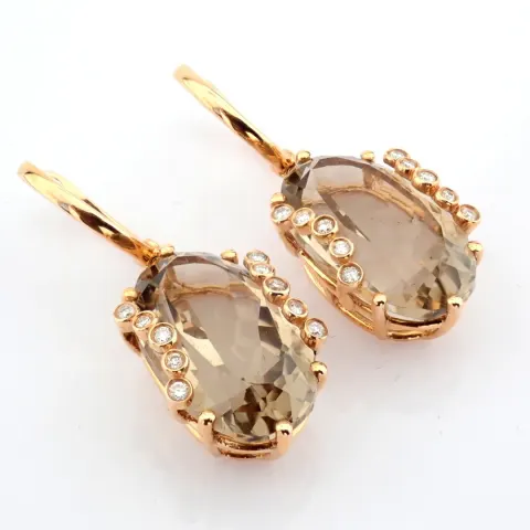 18K rose gold earrings detailed with smoky topaz and brilliant diamonds