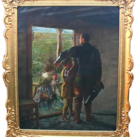 A Call to Arms' Fine Pre Raphaelite Painting Oil on Canvas
