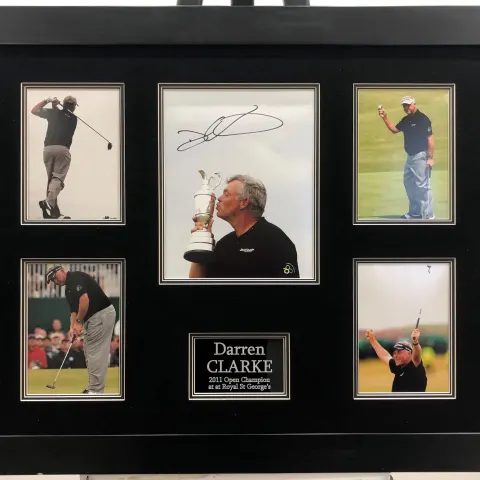 DARREN CLARKE framed original signature presentation.