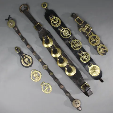 Collection of Antique & Vintage Horse Harnesses Brasses