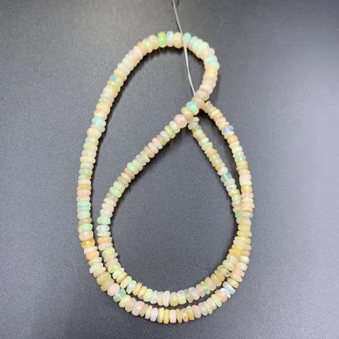 OPS-103, Top Quality Natural Ethiopian Fire Opal Faceted Beads Strand.
