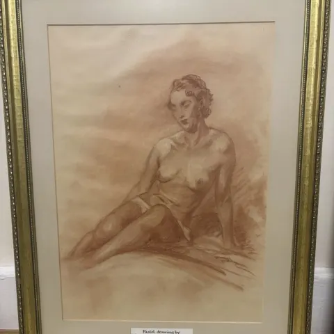 Michele De Simone “Seated Nude” Pencil and Pastel