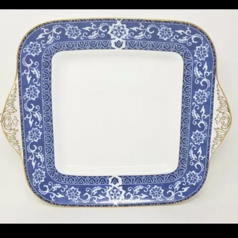 Wedgewood Bokhara Square Cake/Sandwich Plate With Gold Trim