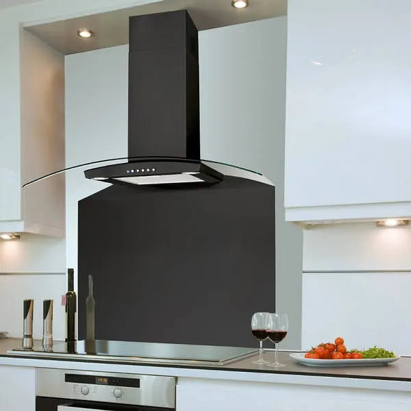 700mm Curved Black Metal Splashback By Luxair