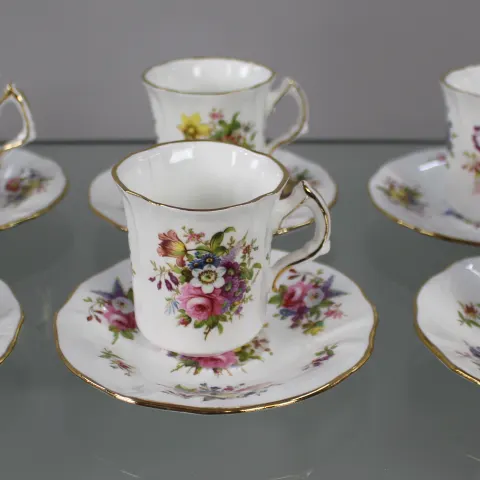 Set of 6 Hammersley Howard Sprays Coffee Cans & Saucers
