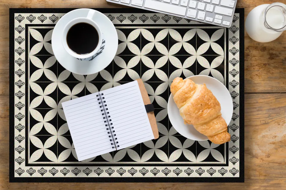Hydra Black Vinyl Table Mat 33x45cm (Set of 4) RRP - £44