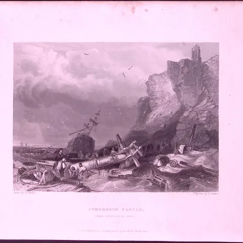 Tynemouth Castle WH Bartlett 183 Years-Old Antique Steel Engraving-46