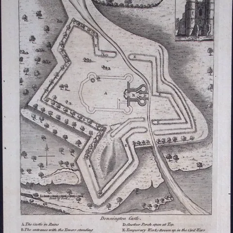 Surrey Plan of Donnington Castle Francis Grose Rare 240 Years-Old Copper Engraving-18