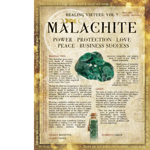 Malachite Crystal Gem Stone Healing Virtues Large  Metal Wall Art