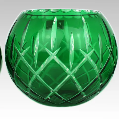 Garniture of Three Vintage Gorham Green Overlay Cut Crystal Bowls