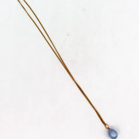 Russian Blue Guilloche Enamel 14ct Gold Egg Pendant on 9ct Gold Chain