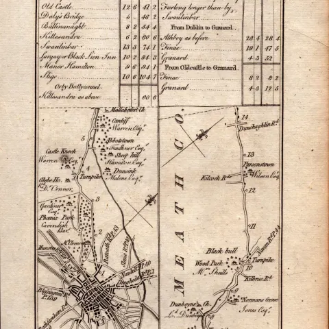 Ireland Rare Antique 1777 Map Dublin to Sligo Trim Kildalkey Dunboyne.