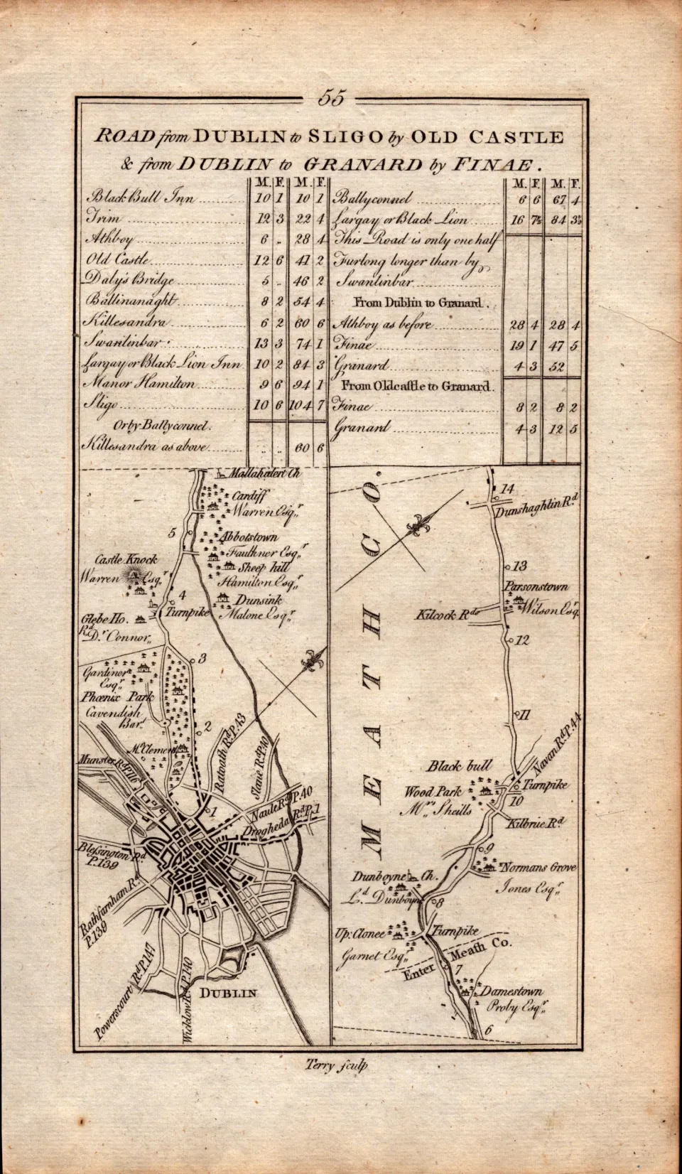 Ireland Rare Antique 1777 Map Dublin to Sligo Trim Kildalkey Dunboyne.