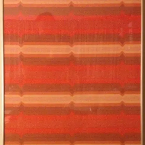 Circa 1970s Framed Heals Fabric 'Polychrome' By Catherine Netherwood #1.