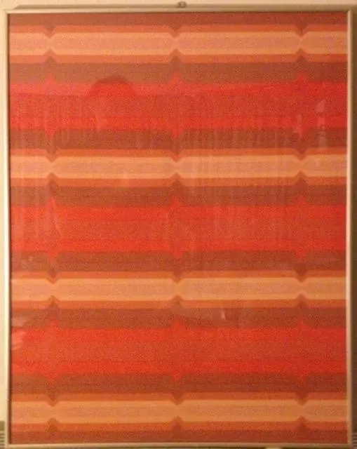 Circa 1970s Framed Heals Fabric 'Polychrome' By Catherine Netherwood #1.