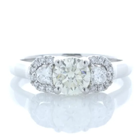 18ct White Gold Three Stone Claw Set Diamond Ring (0.75) 1.02 Carats