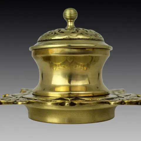 Antique Victorian Brass Inkwell