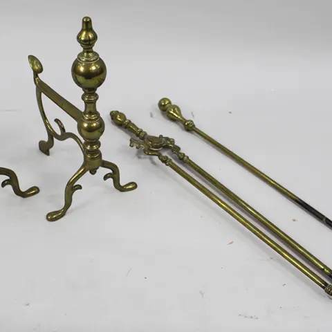 Antique Brass Fire Dogs & Irons