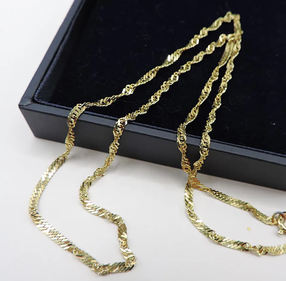 Italian Gold On 925 Sterling Silver Chain Necklace New With Gift Pouch