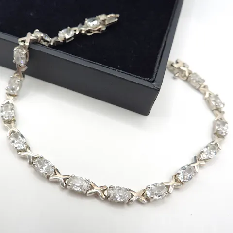  Sterling Silver 14ct CZ Gemstone Bracelet New With Gift Box