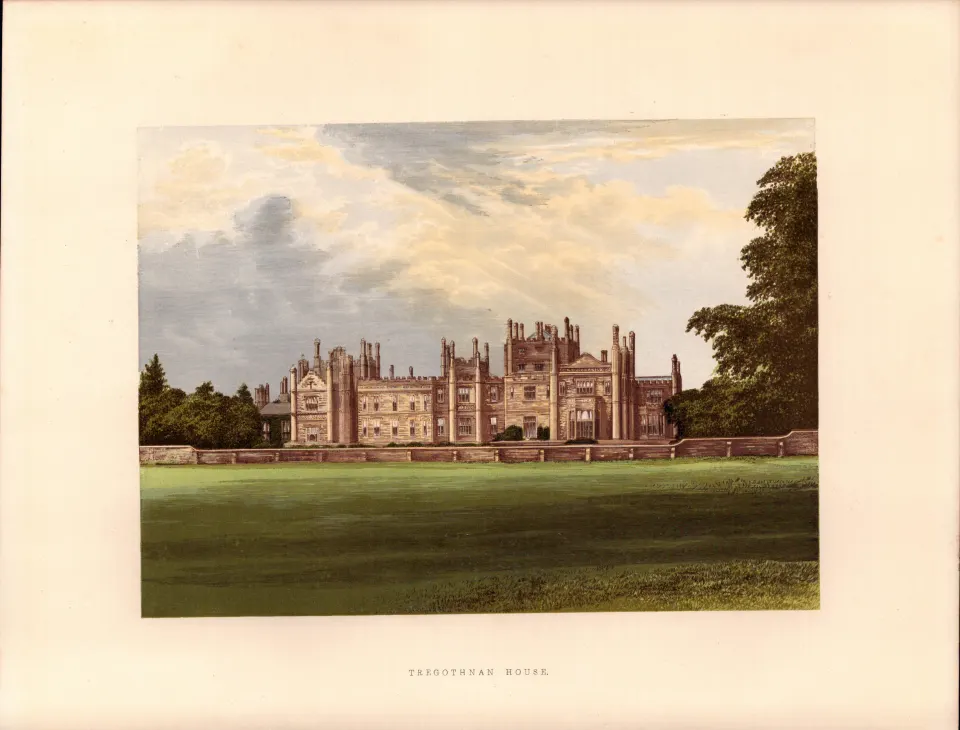 Tregothnan House St Michael Cornwall Gilt-Edge Coloured Antique Book Plate.