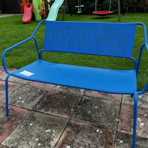 John Lewis - Blue steel metal double seater Garden Chair - RRP £129