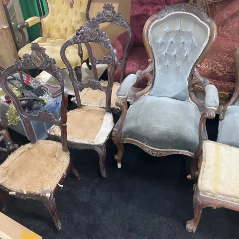 Pair of Victorian Button Back Armchairs