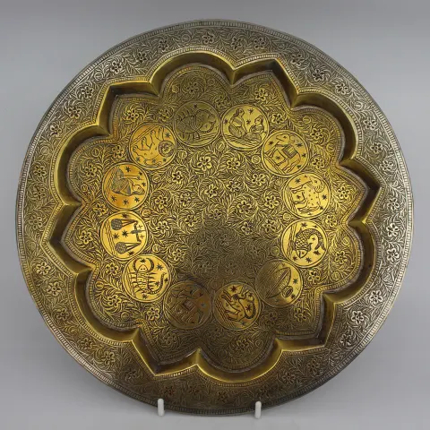 Indian Silver Brass Zodiac Charger