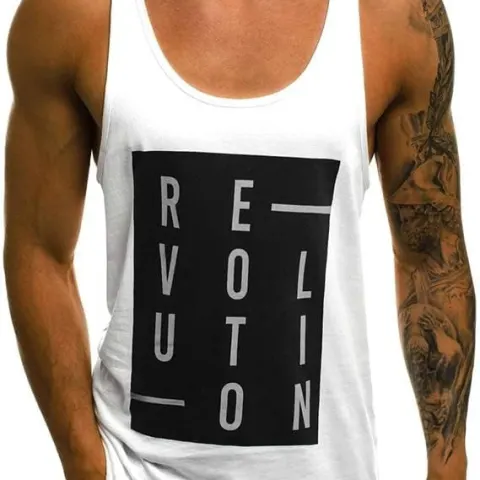 Men's Stringer Tank Tops Print Cotton Sleeveless, Size XL