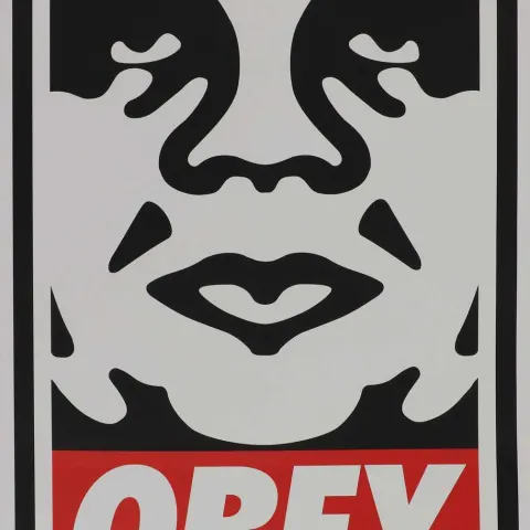 Shepard Fairey (b.1970) OBEY ‘Giant Face’ in colours, signed in pencil l.r. 96.5 x 63.5cm