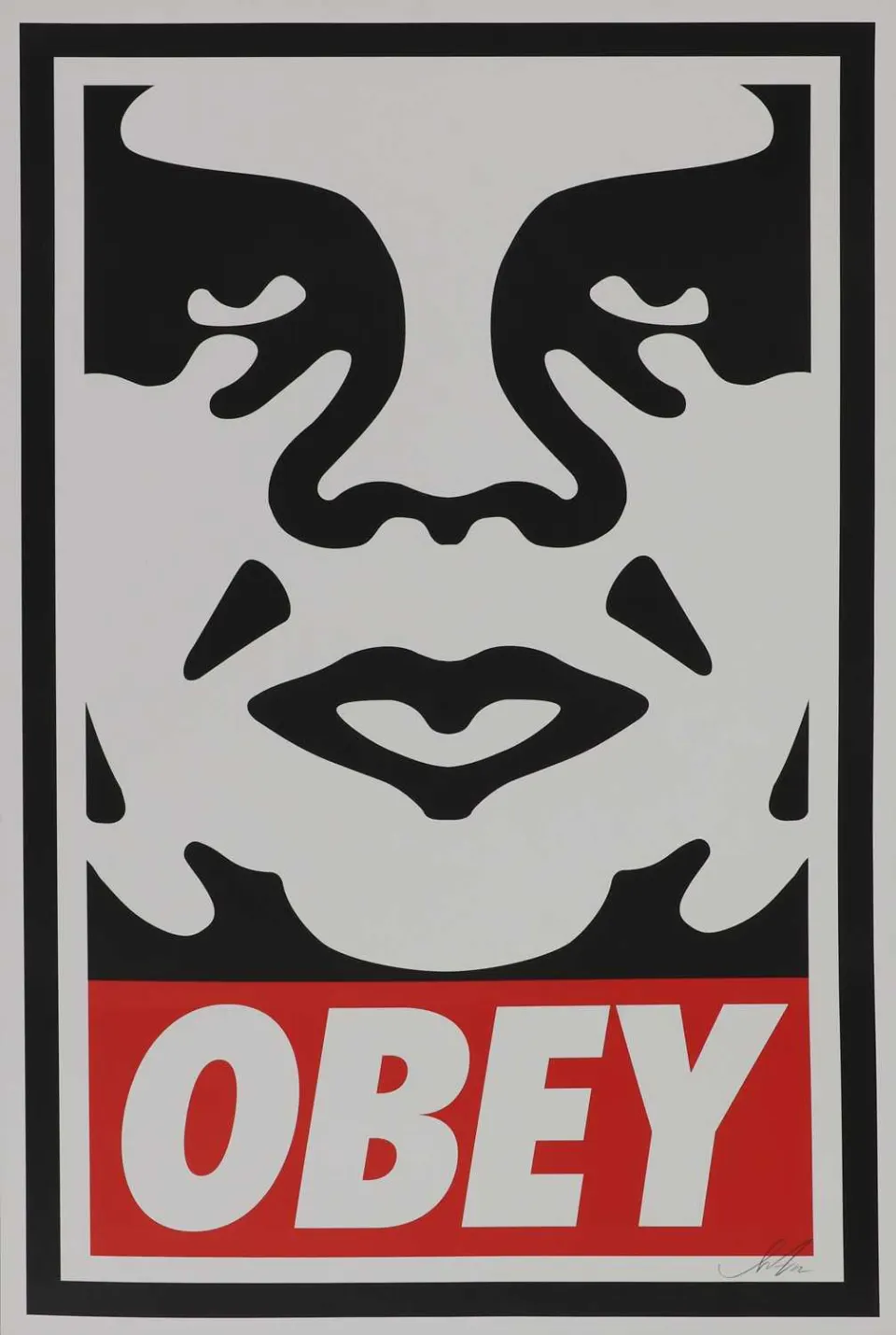Shepard Fairey (b.1970) OBEY ‘Giant Face’ in colours, signed in pencil l.r. 96.5 x 63.5cm