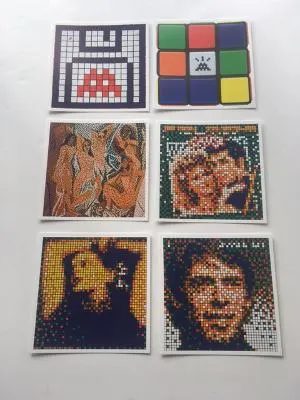 Invader (b. 1969-) "Rubikcubist"  11 Invader Postcard Kit, SOLD OUT MIMA Belgium, 2022