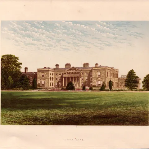 Gospal Hall Leicestershire  Gilt-Edge Coloured Antique Book Plate.