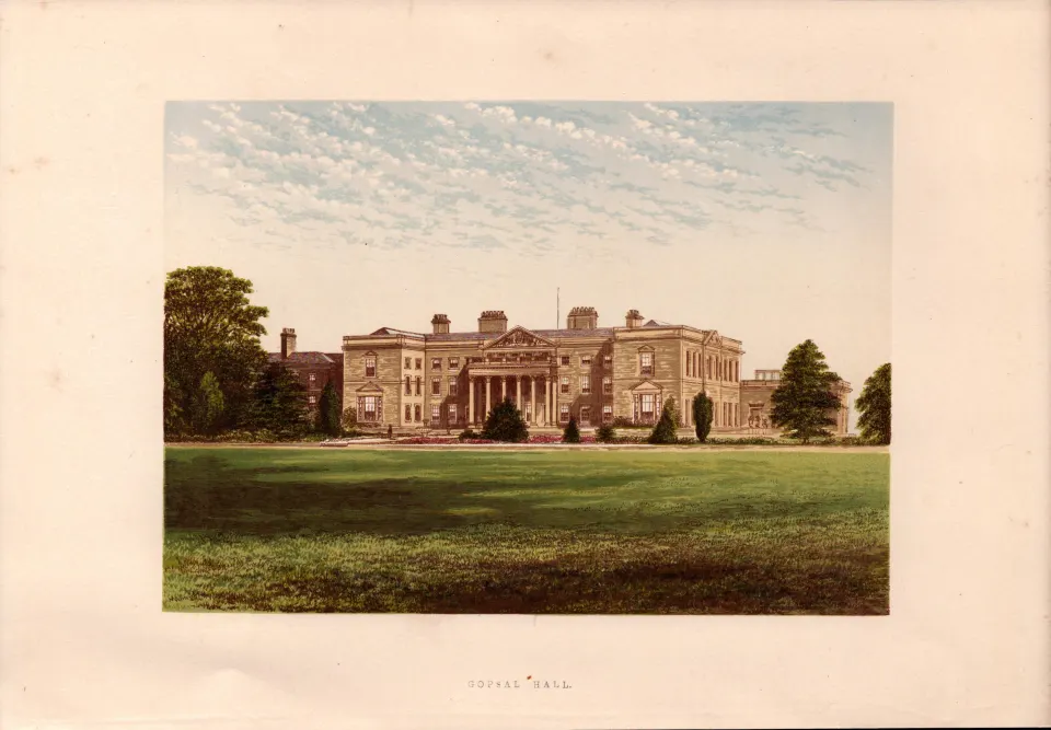 Gospal Hall Leicestershire  Gilt-Edge Coloured Antique Book Plate.